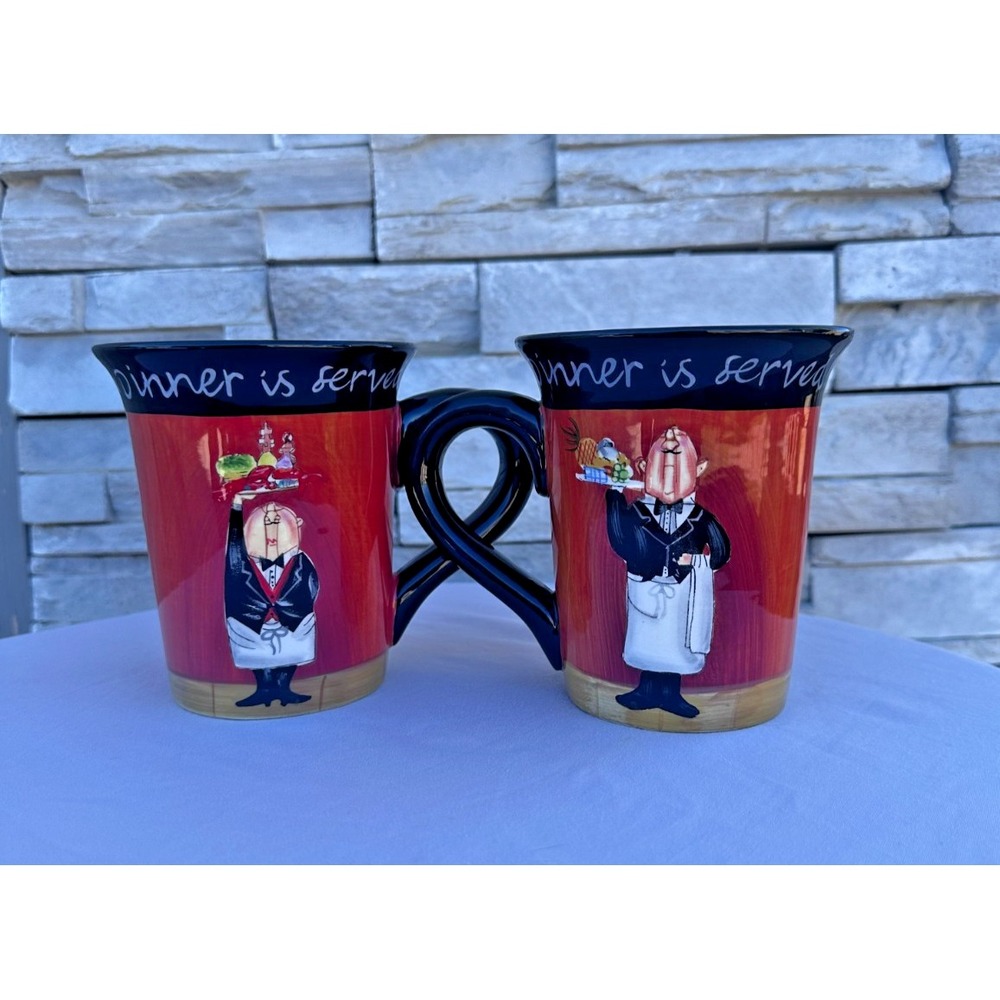 Certified International Dinner Is Served Tracy Flickinger Coffee Mugs Set Of 2